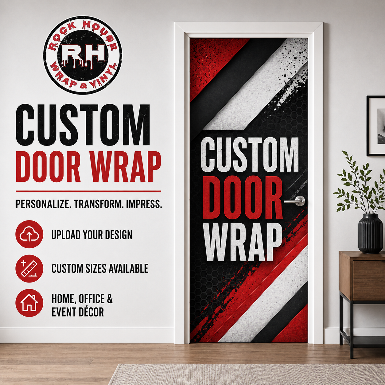 Custom Door Wrap – Upload Your Design | Peel & Stick Vinyl Decal