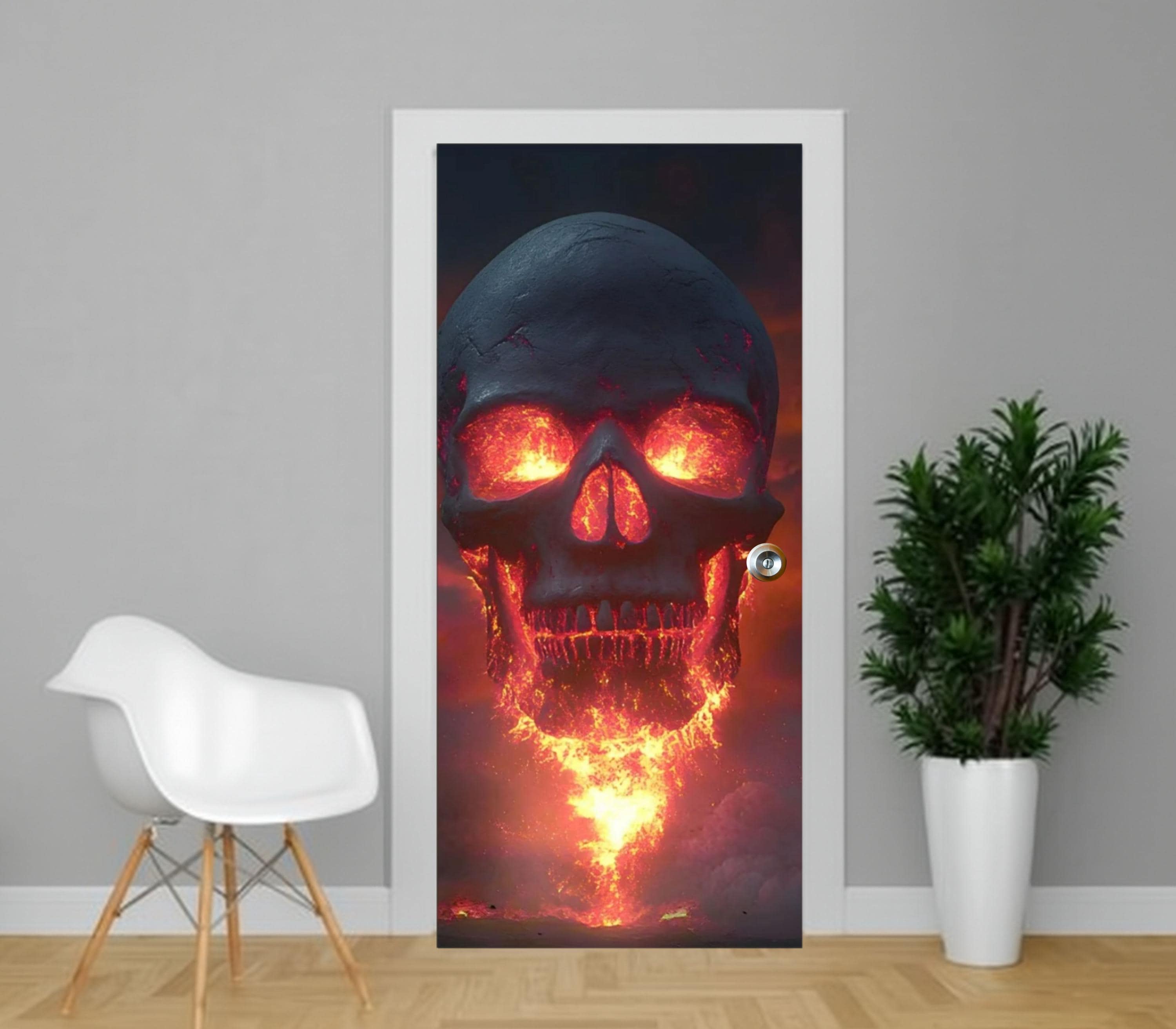 3D Door Mural, Gothic Halloween Wrap Vinyl | Scuff-Resistant Finish