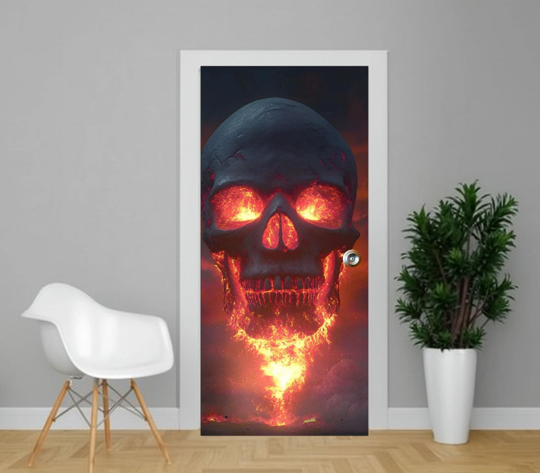 3D Door Mural, Gothic Halloween Wrap Vinyl | Scuff-Resistant Finish