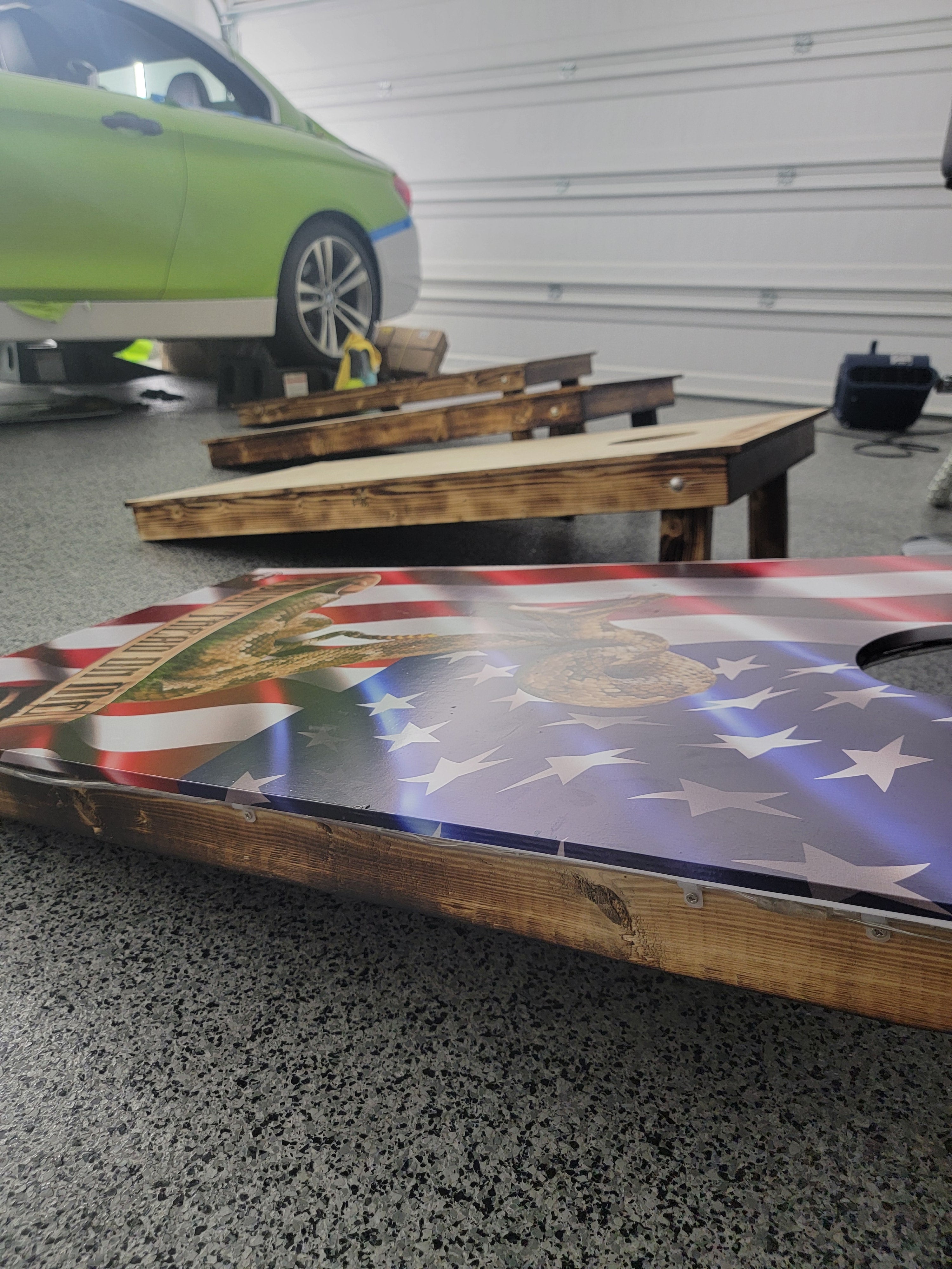 Cornhole Board Wraps(USA Dont Tread on me)