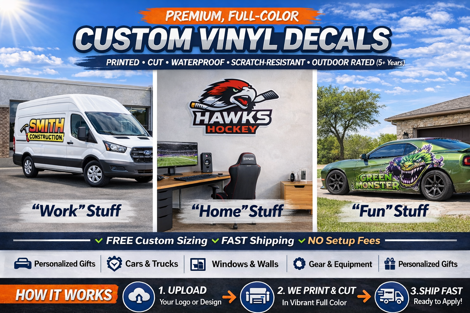 Custom Logo Decals | Upload Your Logo | Waterproof Outdoor Vinyl