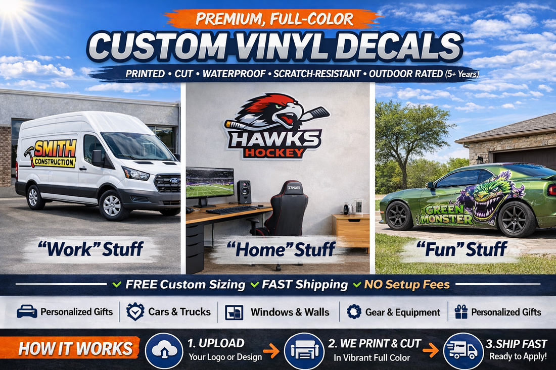 Custom Logo Decals | Upload Your Logo | Waterproof Outdoor Vinyl