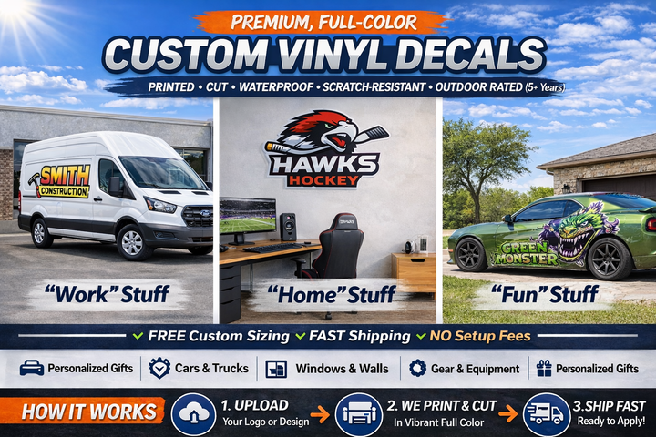 Custom Logo Decals | Upload Your Logo | Waterproof Outdoor Vinyl