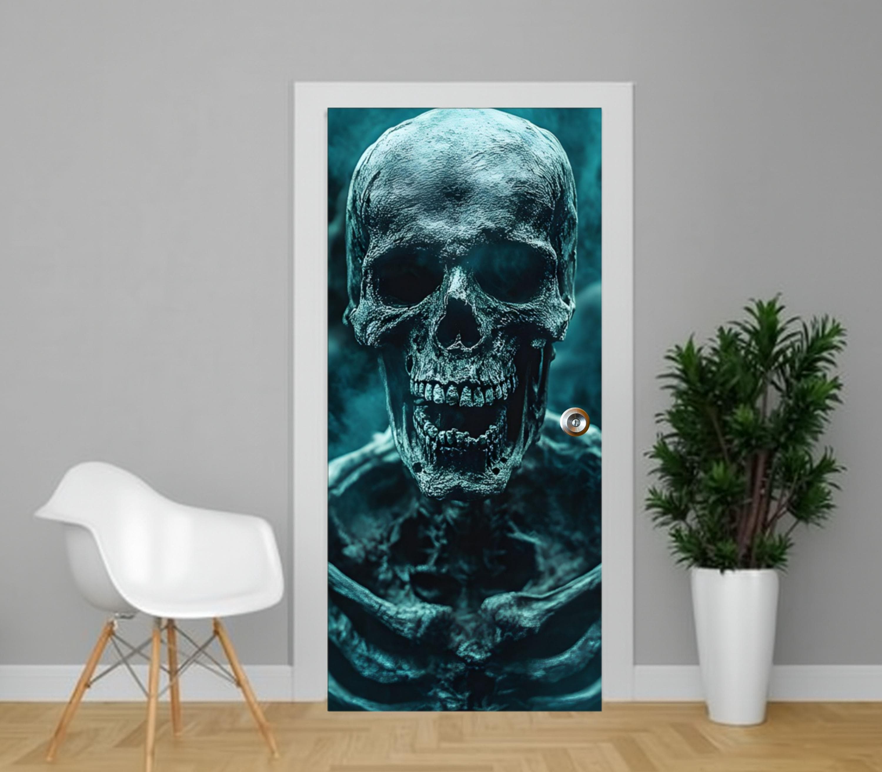 3D Door Mural, Gothic Halloween Wrap Vinyl | Scuff-Resistant Finish
