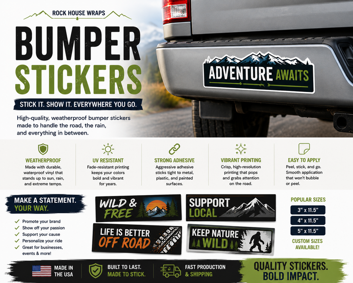 Bumper Stickers | Waterproof Outdoor Vinyl Stickers