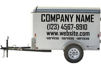 Custom business signs and vinyl lettering decals for a 6' x 10' enclosed trailer