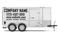 Custom business signs and vinyl lettering decals for a 7' x 14' enclosed trailer