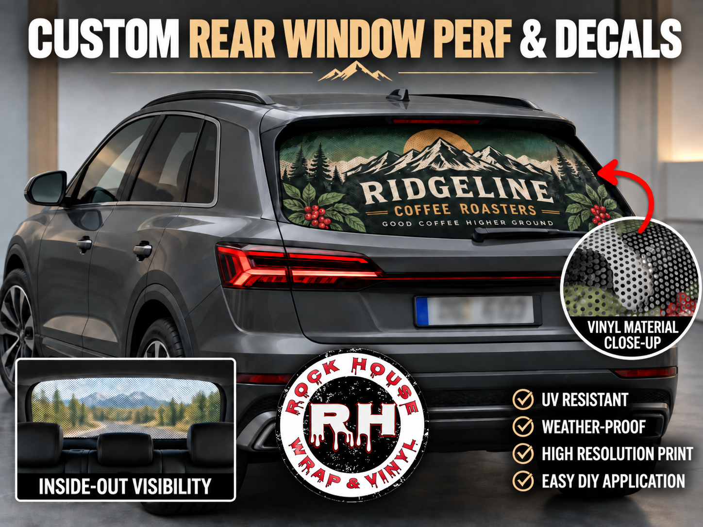 Rear Window Perforated Decal | Truck SUV Van Graphics