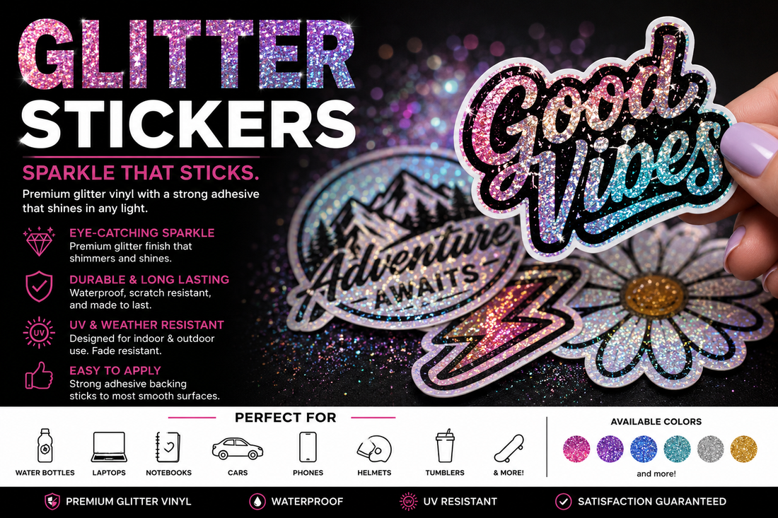 Glitter Stickers | Custom Sparkle Vinyl Stickers