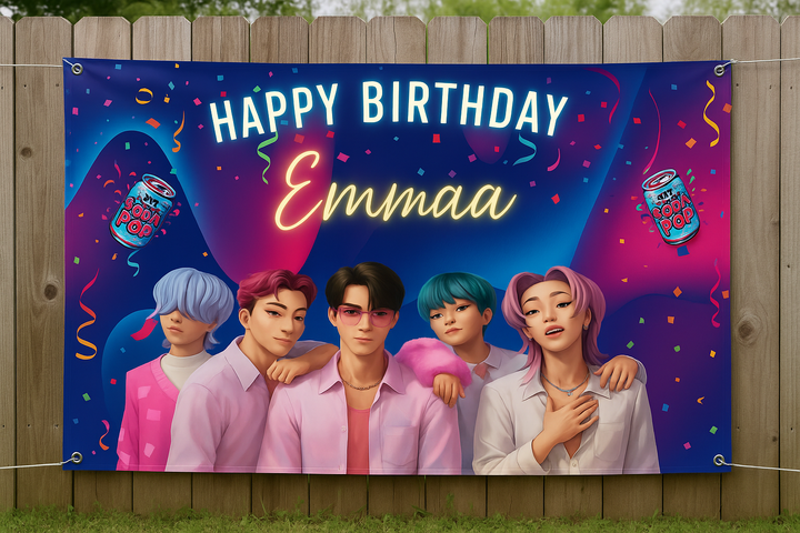 Indoor/Outdoor KPOP Demon Hunter Vinyl Birthday Banner