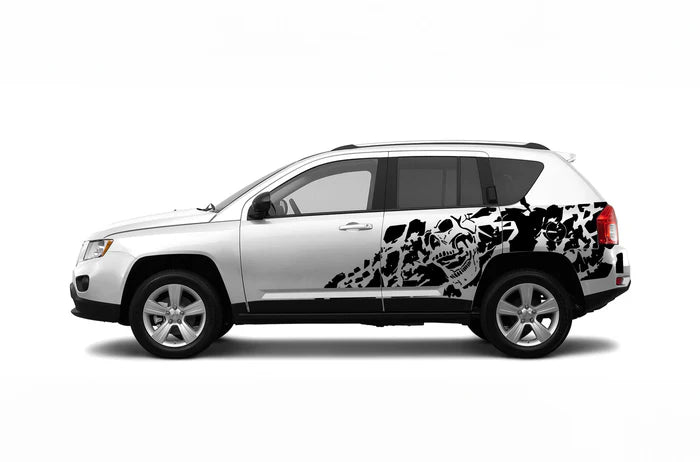 Nightmare shredded side graphics decals compatible with Jeep Compass 2011-2017