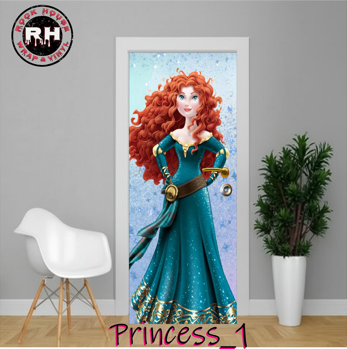 Door Mural _ Princess _Mural Peel & Stick, Door Wrap,  Decals Removable, Self Adhesive Vinyl Wrap for Door Wallpaper Decor