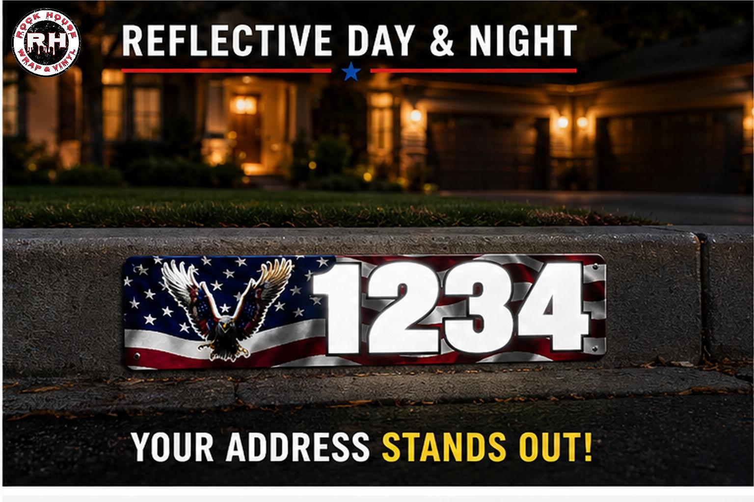Reflective Curb Address Numbers, Custom Outdoor House Sign For Driveways