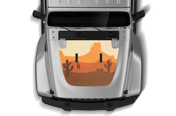 Retro style desert print hood graphics decals compatible with Jeep Gladiator JT