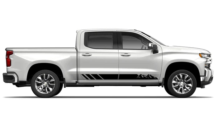 Rocker panel mountains stripes decals graphics compatible with Chevrolet Silverado