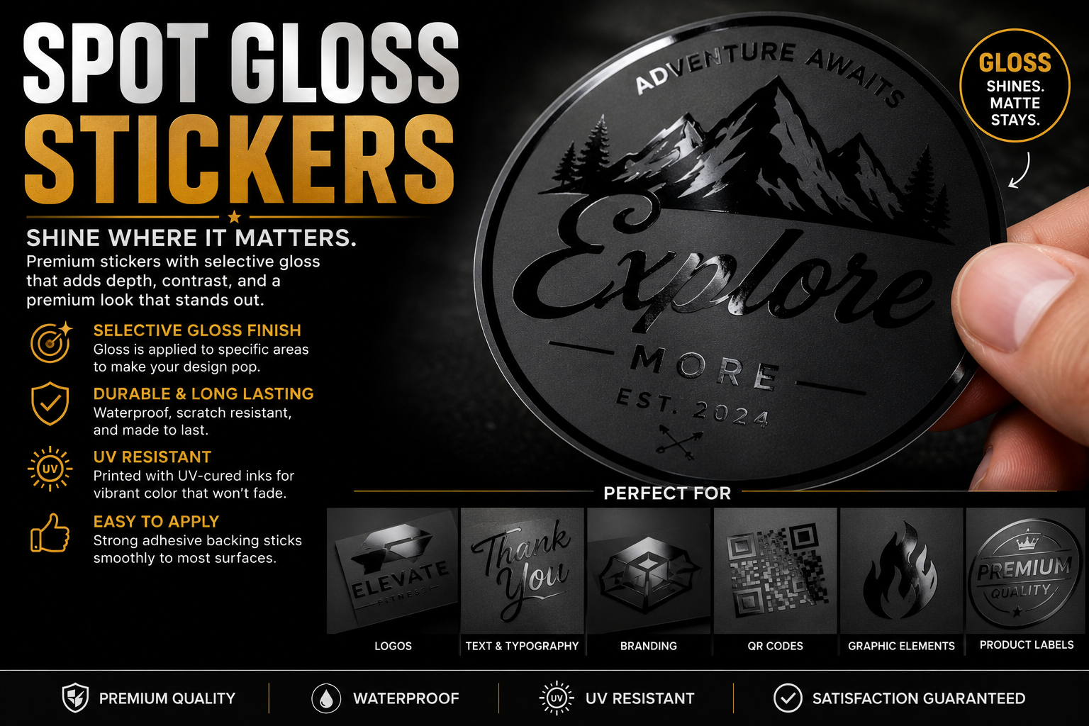 Spot Gloss Stickers | Premium UV Specialty Stickers