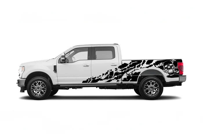 Skull shredded side decals graphics compatible with Ford F250 2017-2022