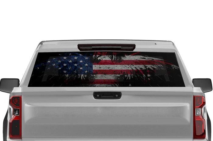 US eagle perforated rear window decal graphics compatible with Chevrolet Silverado