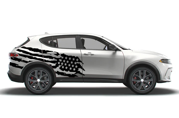 US flag side decals graphics compatible with Dodge Hornet