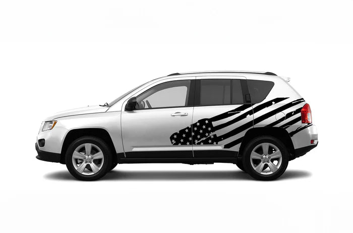 USA flag side graphics decals compatible with Jeep Compass 2011-2017