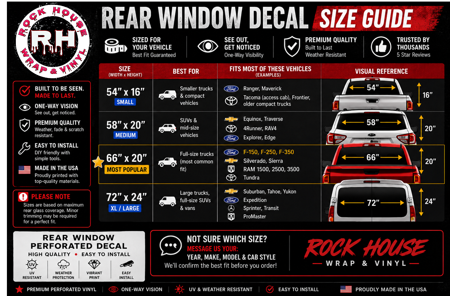 Rear Window Perforated Decal | Truck SUV Van Graphics
