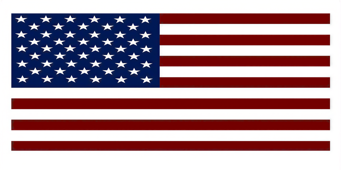 a flag with red and white horizontal stripes, and a blue background with white stars.