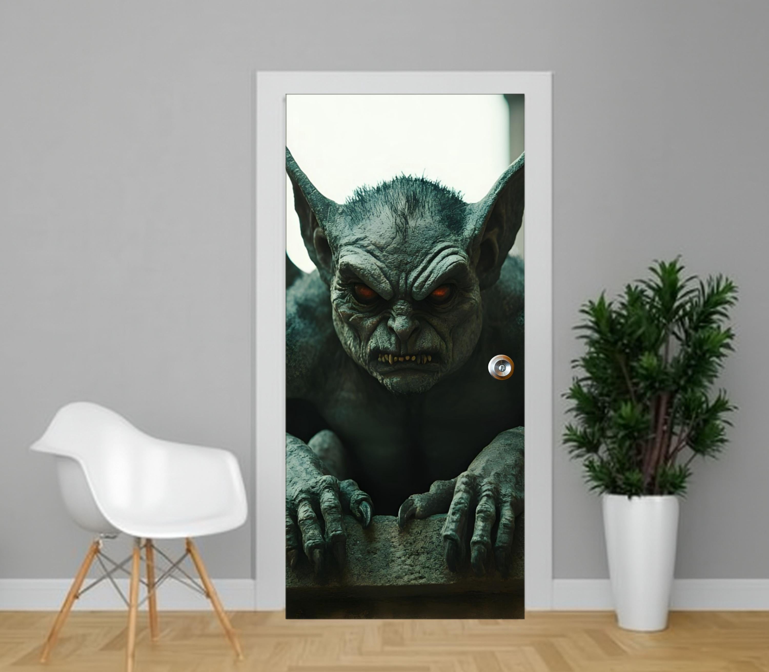 3D Door Mural, Gothic Halloween Wrap Vinyl | Scuff-Resistant Finish