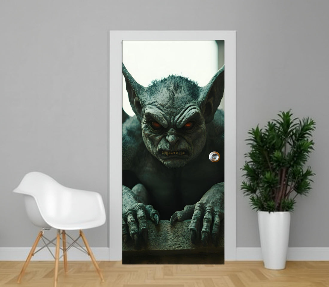 3D Door Mural, Gothic Halloween Wrap Vinyl | Scuff-Resistant Finish