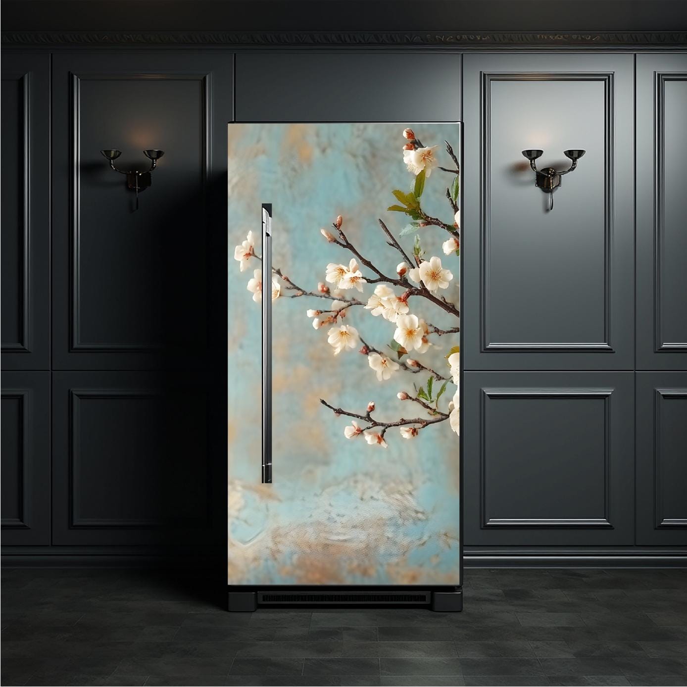 Floral_3 Fridge Cover Cherry Blossom – Available in Magnet or Vinyl | Multiple Piece Sets
