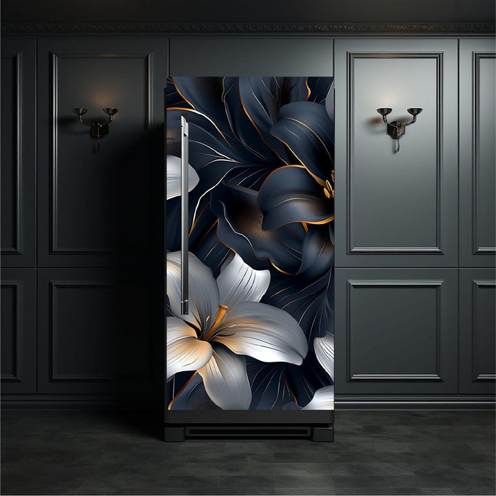 Floral_4 Fridge Cover Blue and White – Available in Magnet or Vinyl | Multiple Piece Sets