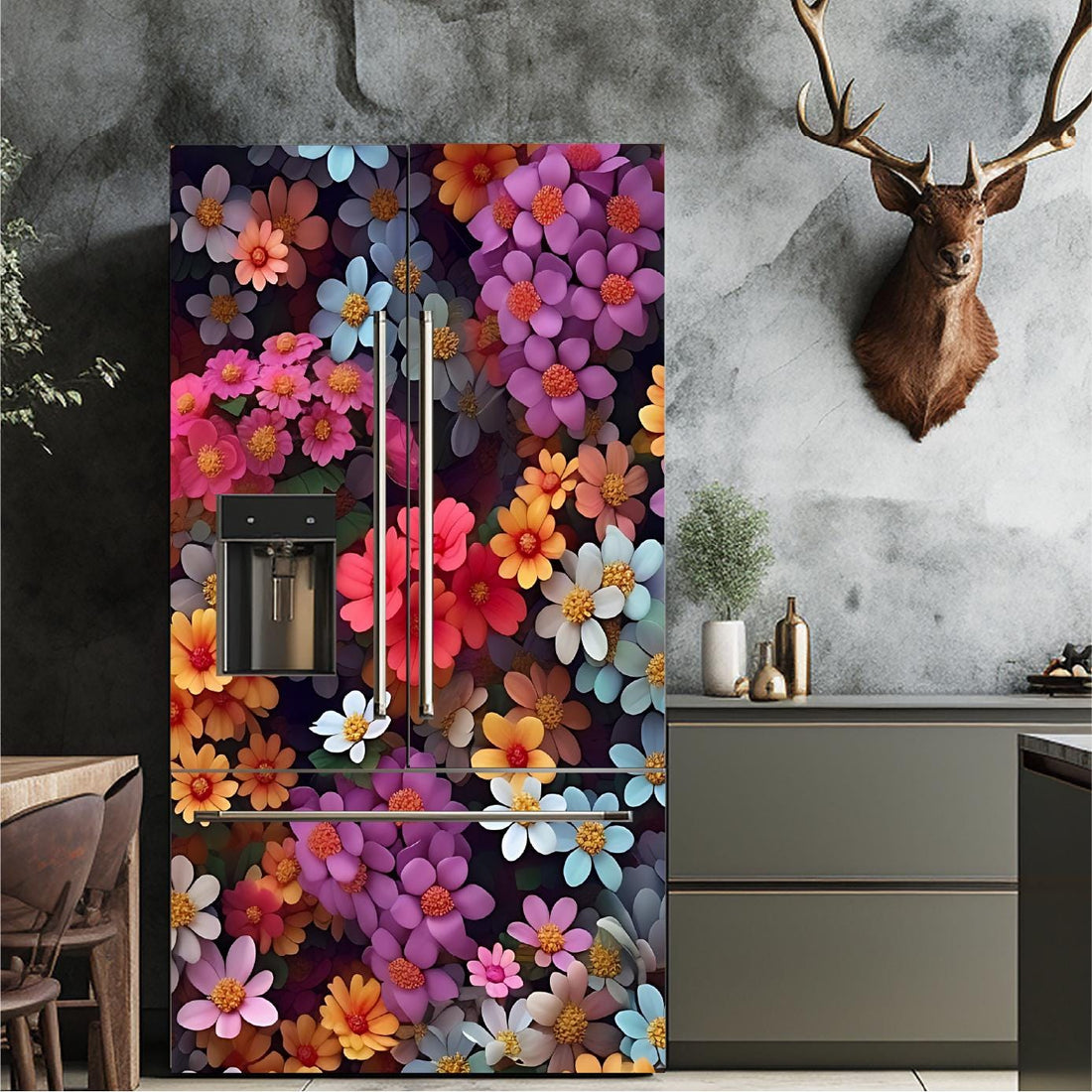 Floral_6 Fridge Cover – Available in Magnet or Vinyl | Multiple Piece Sets
