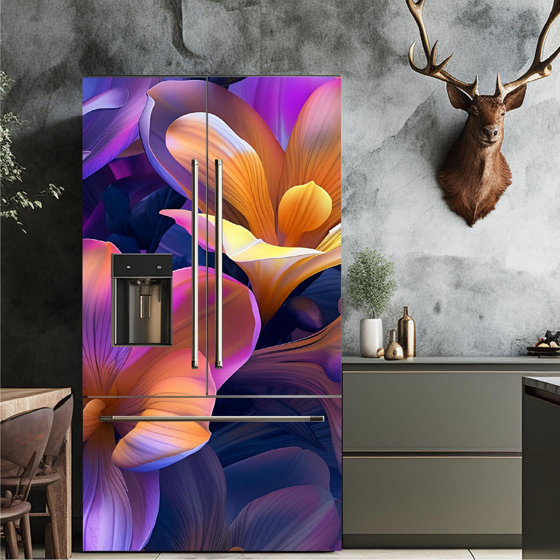 Floral_7 Fridge Cover – Available in Magnet or Vinyl | Multiple Piece Sets