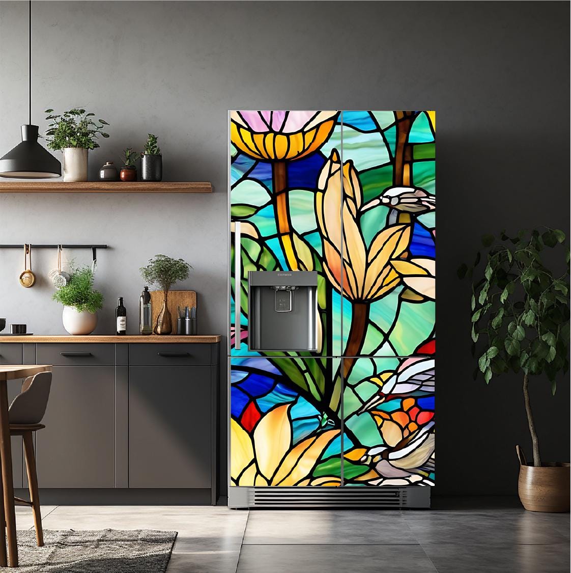 Stainglass_1 Fridge Cover – Available in Magnet or Vinyl | Multiple Piece Sets