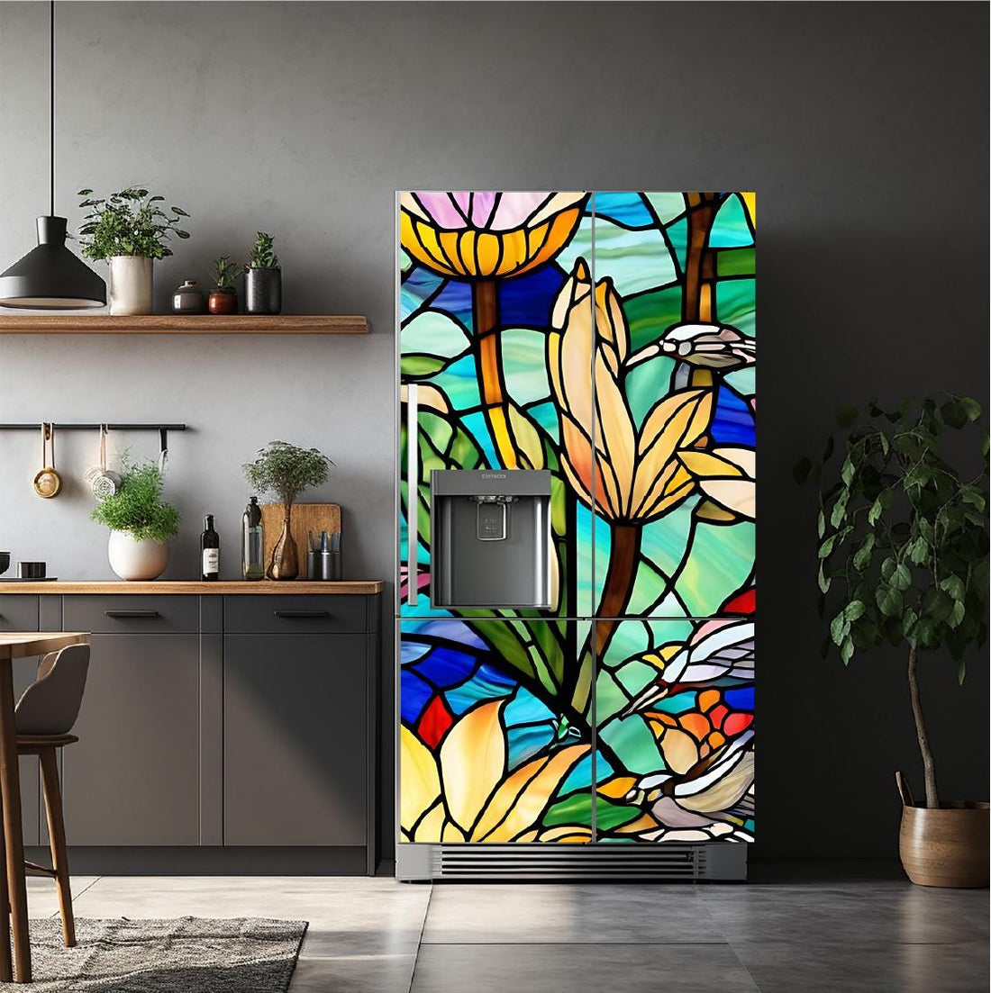 Stainglass_1 Fridge Cover – Available in Magnet or Vinyl | Multiple Piece Sets
