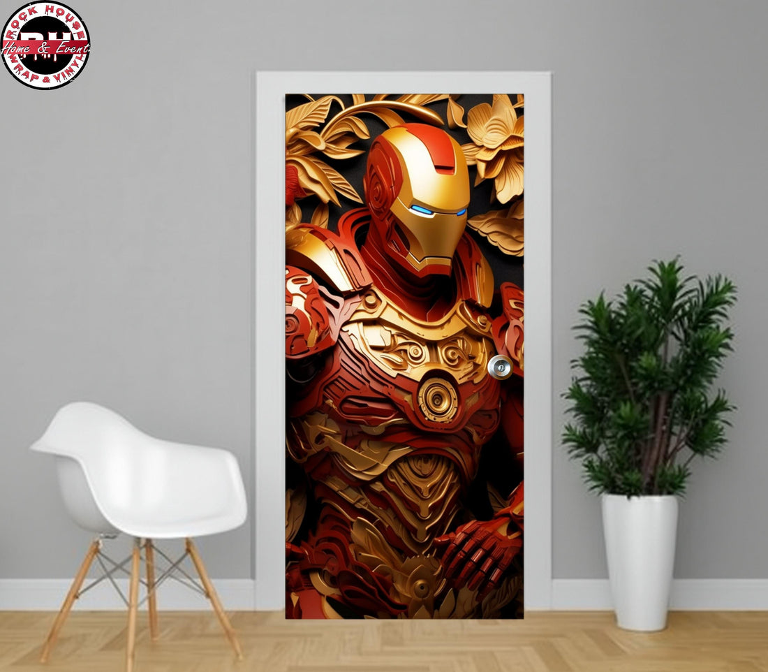 Iron Man Door Wrap - Peel and  Stick Vinyl Door Decal