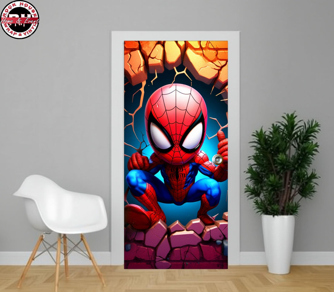 Spiderman Vinyl Door Wrap – Peel and  Stick Vinyl Door Decal