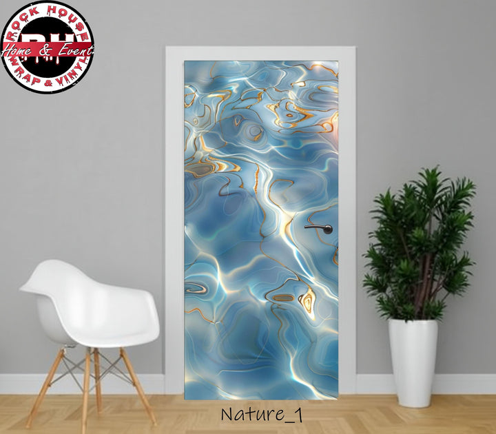 Blue Water Ripple Door Wrap – Peel and  Stick Vinyl Door Decal