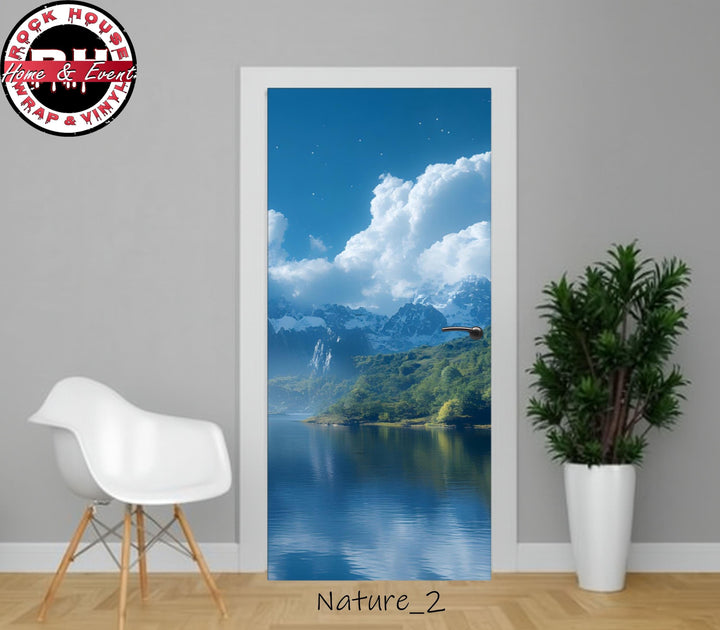 Mountain Lake Vinyl Door Wrap – Peel & Stick Decal