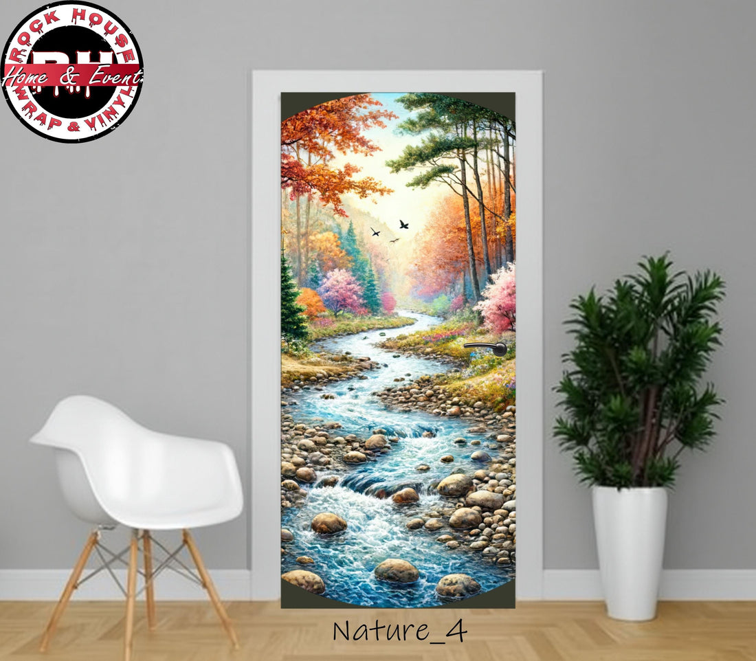 Autumn River Door Wrap – Peel and  Stick Vinyl Door Decal