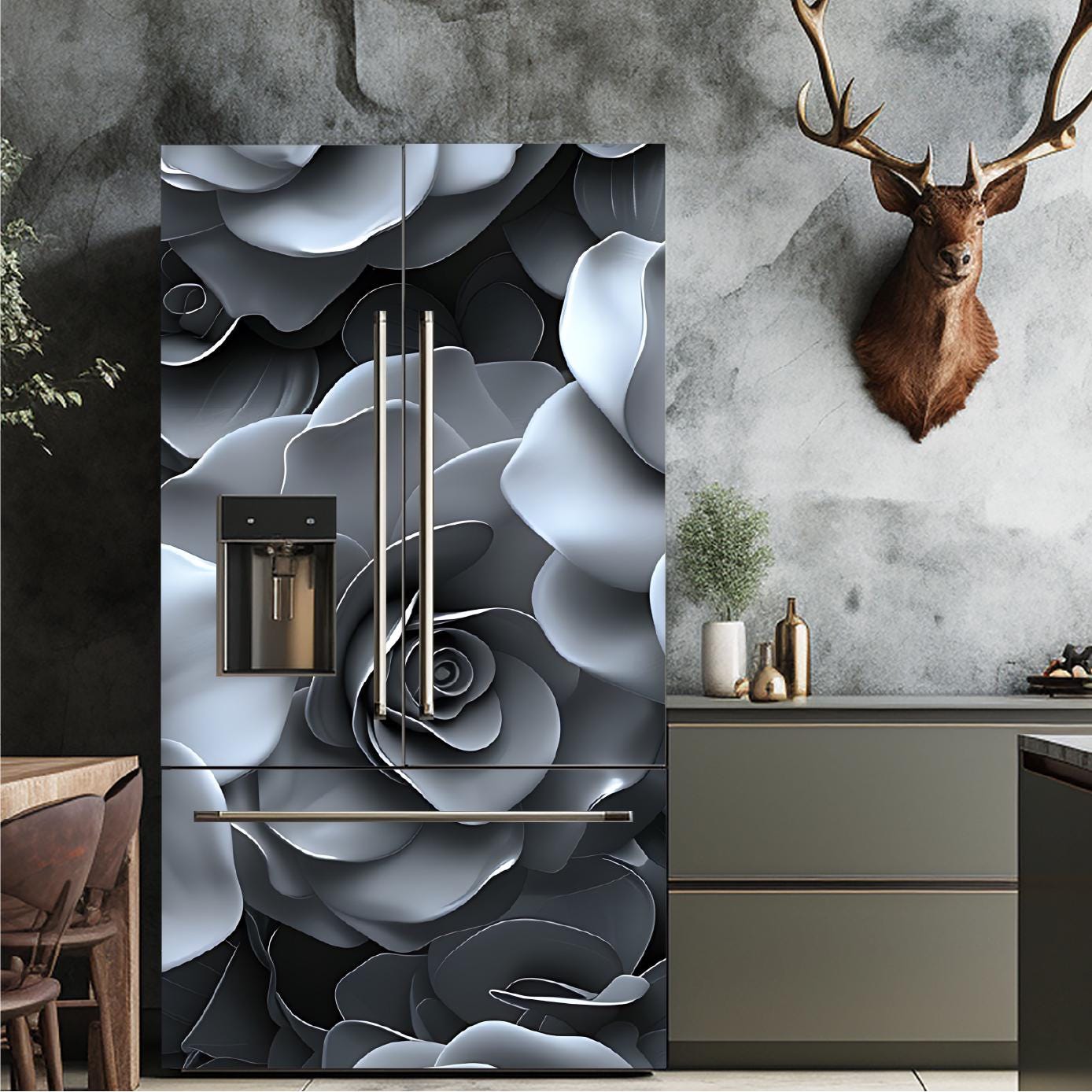 Floral_1 Fridge Cover – Available in Magnet or Vinyl | Multiple Piece Sets