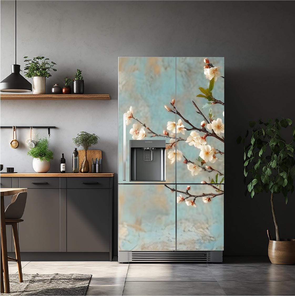Floral_3 Fridge Cover Cherry Blossom – Available in Magnet or Vinyl | Multiple Piece Sets