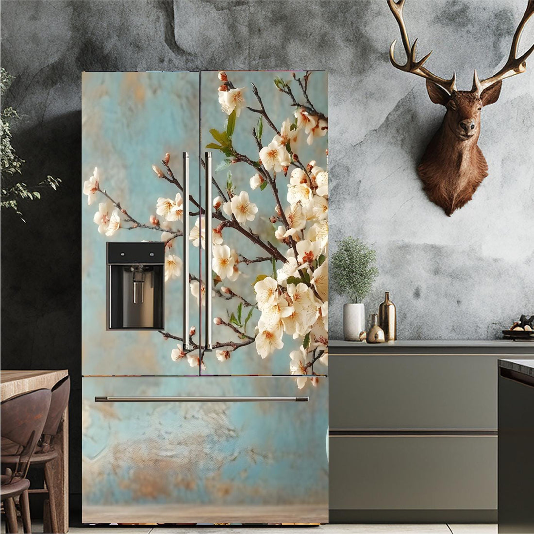 Floral_3 Fridge Cover Cherry Blossom – Available in Magnet or Vinyl | Multiple Piece Sets