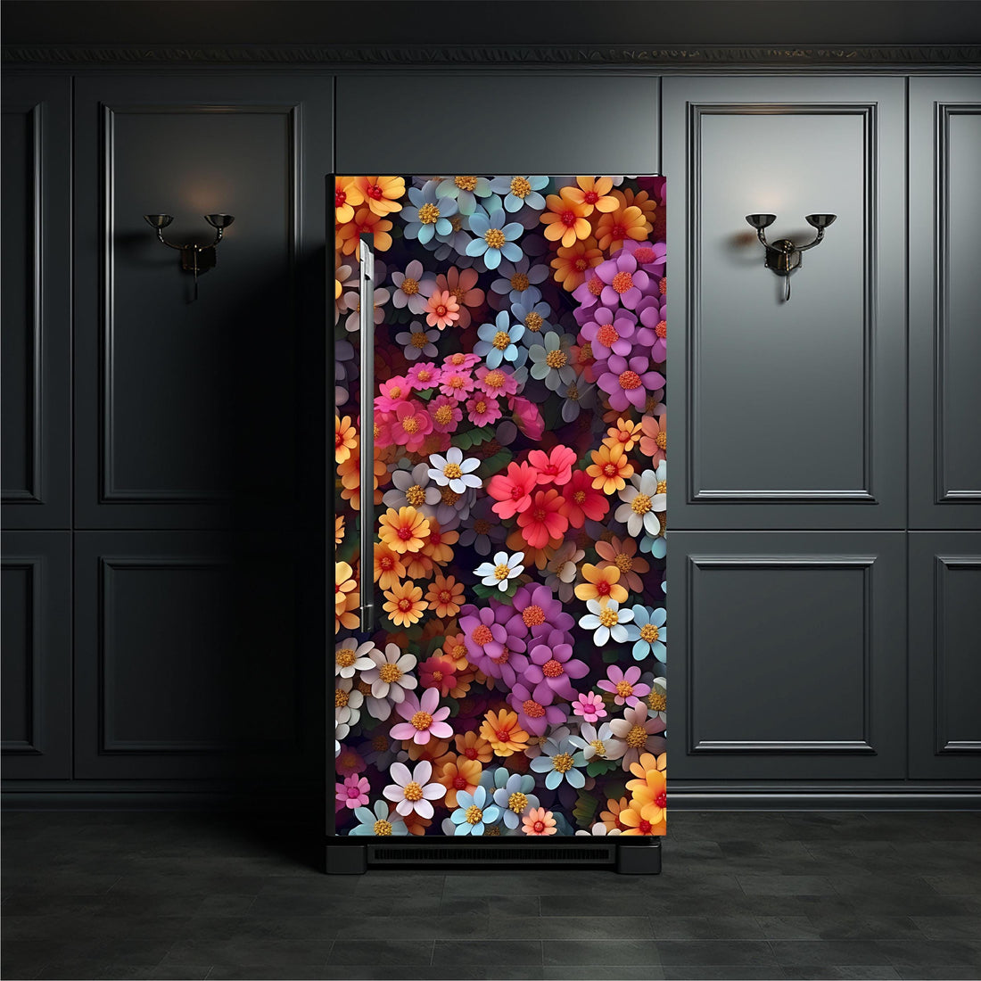 Floral_6 Fridge Cover – Available in Magnet or Vinyl | Multiple Piece Sets