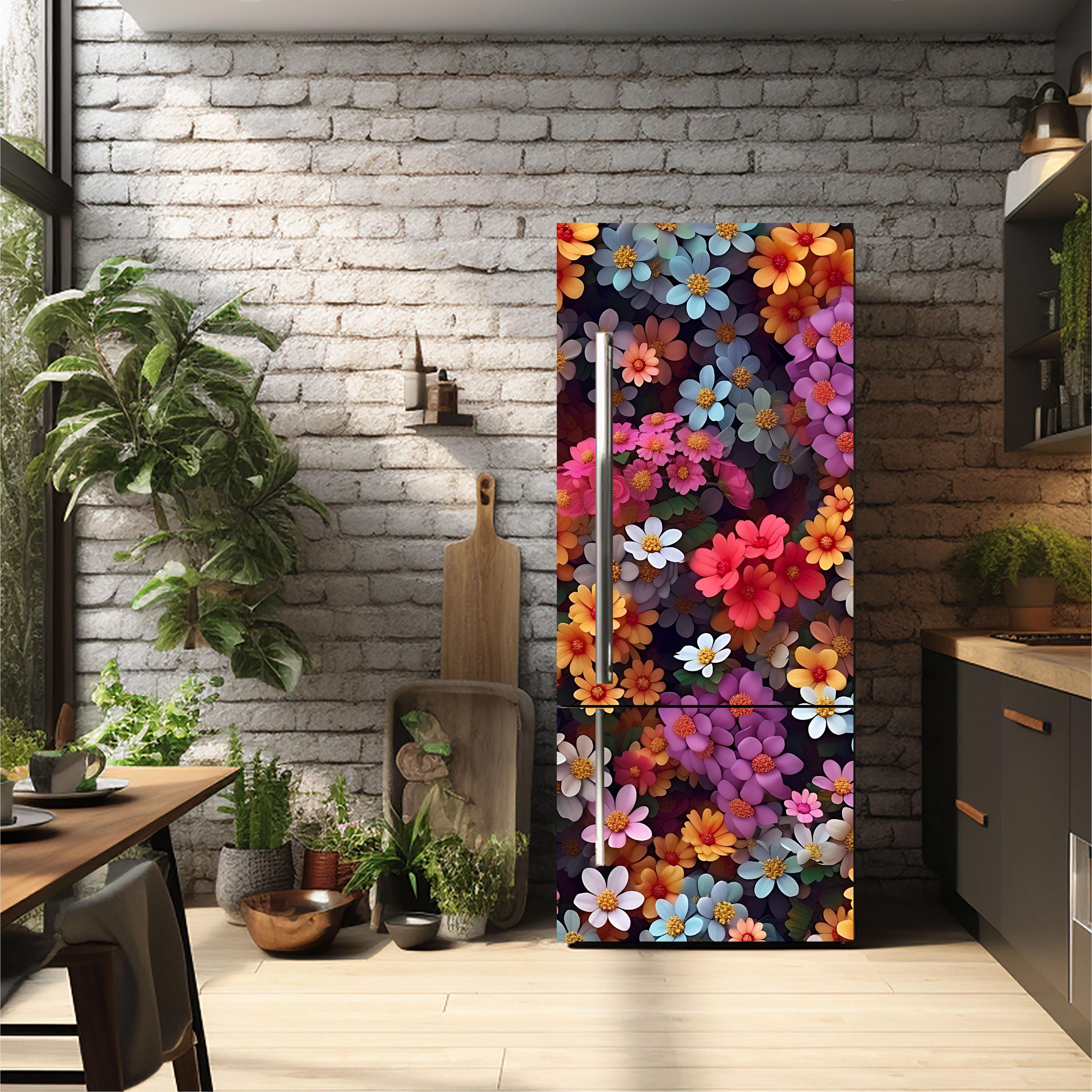 Floral_6 Fridge Cover – Available in Magnet or Vinyl | Multiple Piece Sets