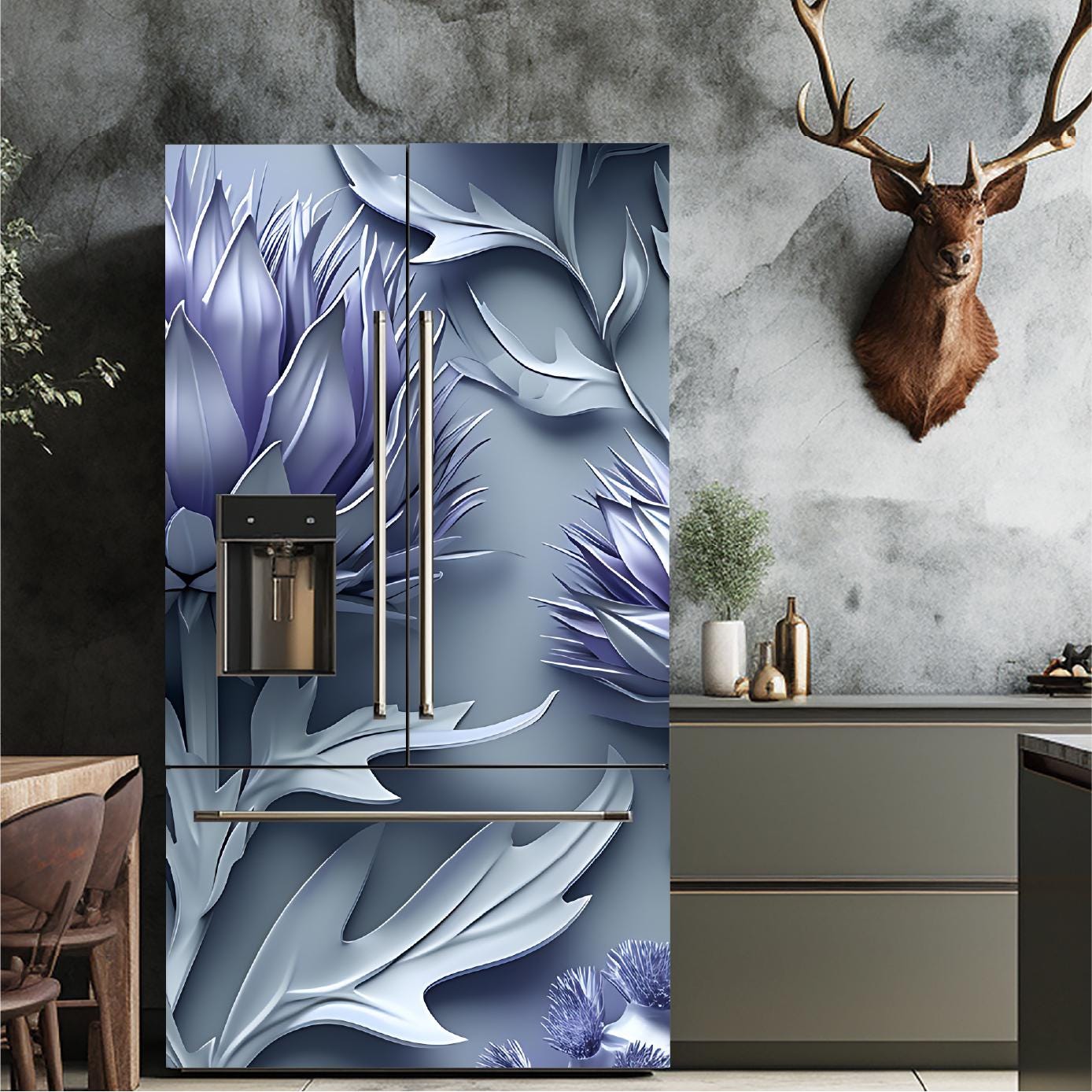 Floral_8 Fridge Cover – Available in Magnet or Vinyl | Multiple Piece Sets