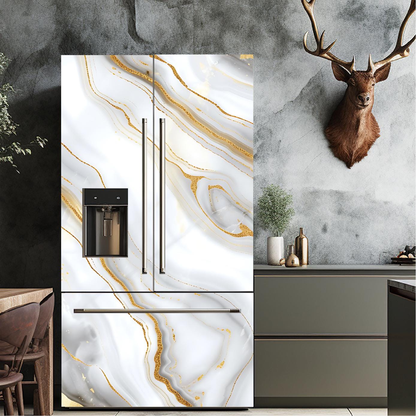 Marble_3 Fridge Cover – Available in Magnet or Vinyl | Multiple Piece Sets