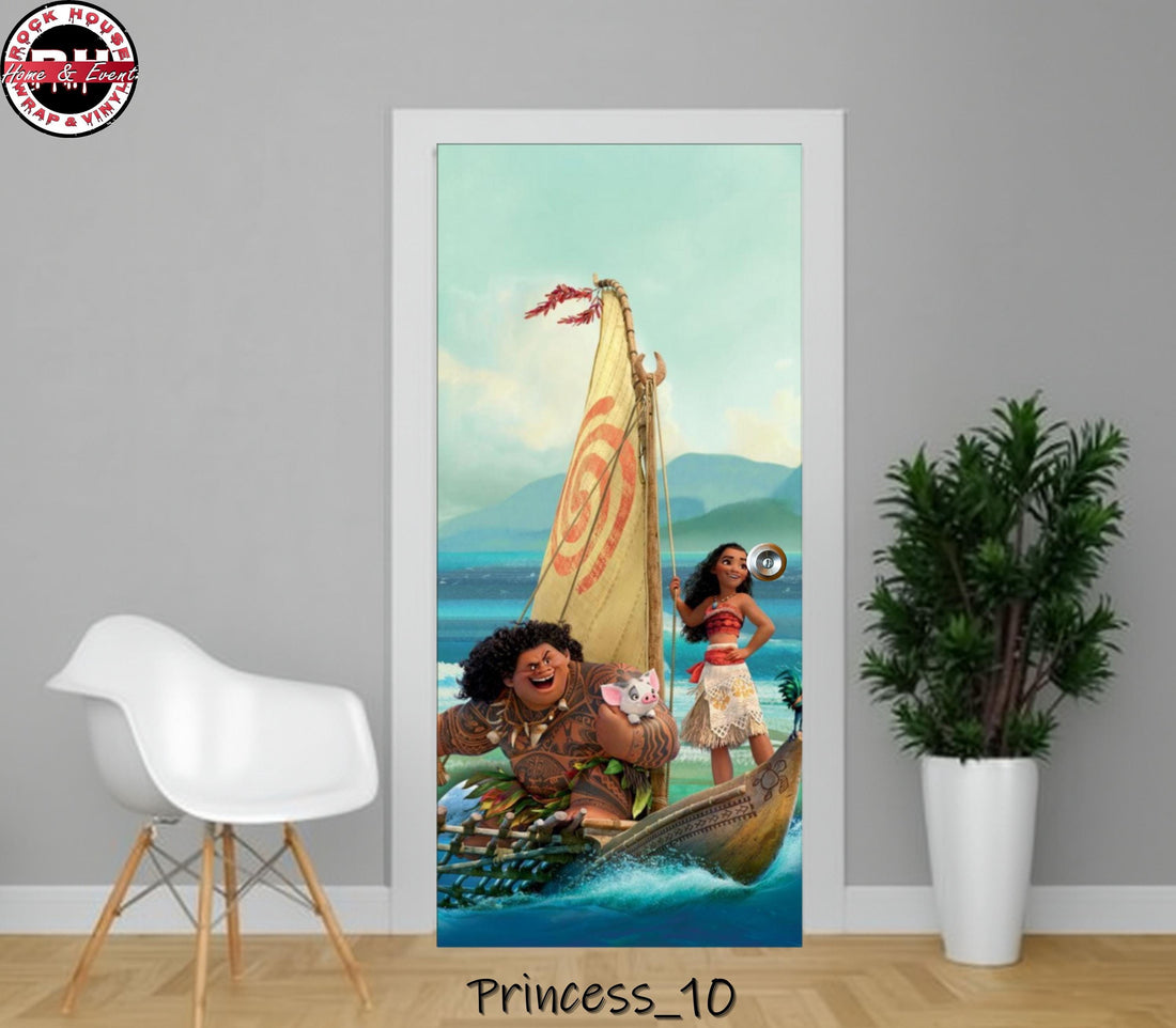 Moana Door Wrap - Peel and Stick Vinyl Door Decal