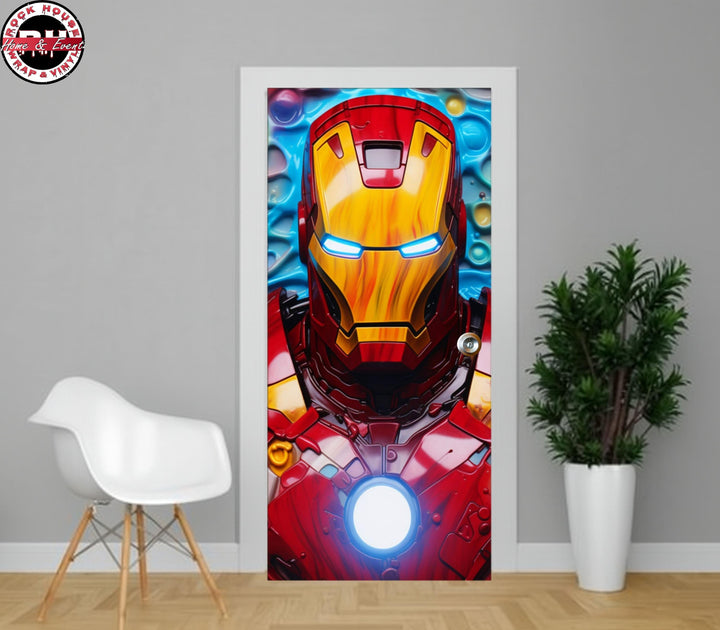 Iron Man Door Wrap - Superhero Peel and  Stick Vinyl Door Decal