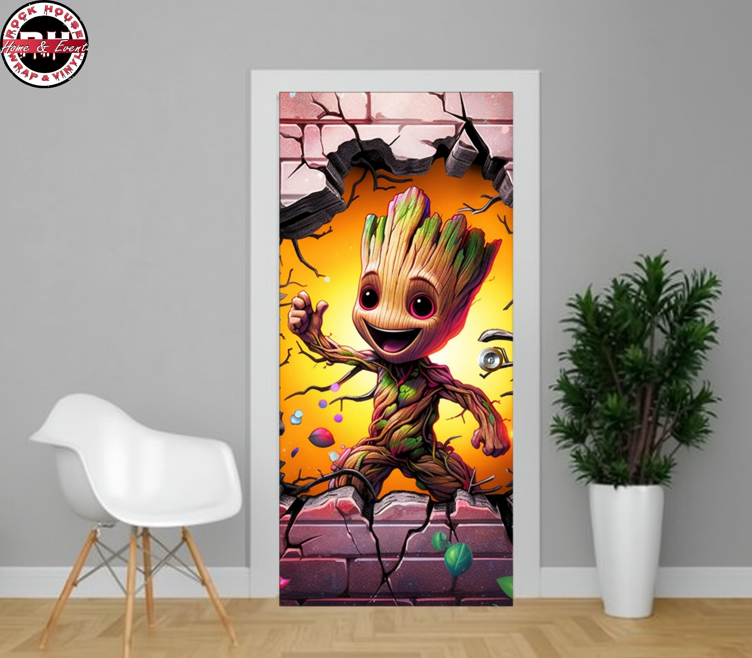 Groot Door Wrap – Peel and Stick Superhero Decal
