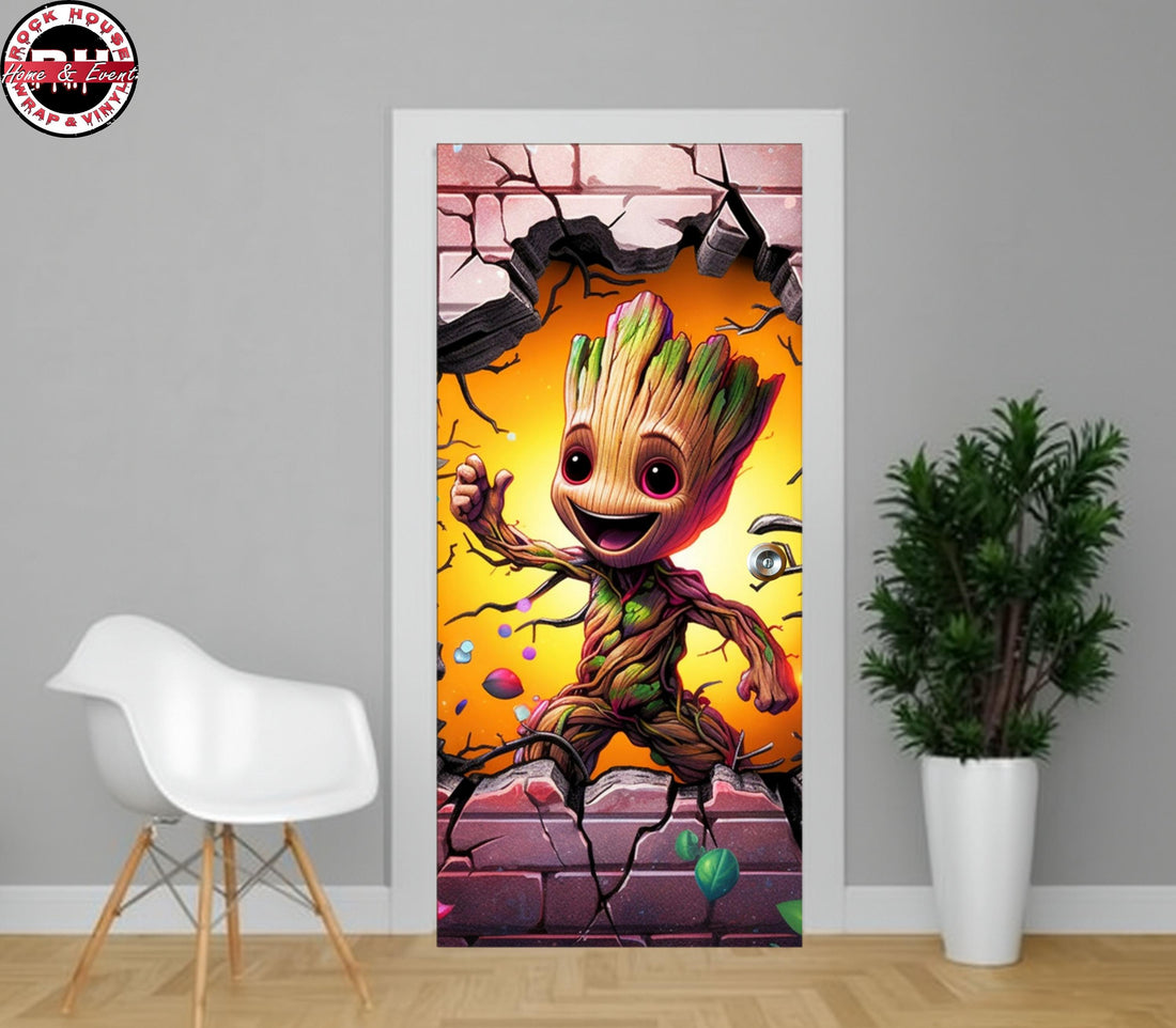 Groot Door Wrap – Peel and Stick Superhero Decal